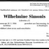 Simonis Wilhelmine 1904-1997 Todesanzeige